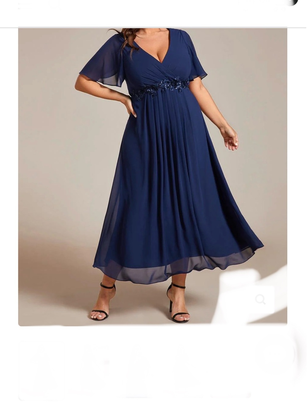 Ever Pretty Sequin Applique Navy blue Dress NWOT